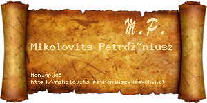 Mikolovits Petróniusz névjegykártya